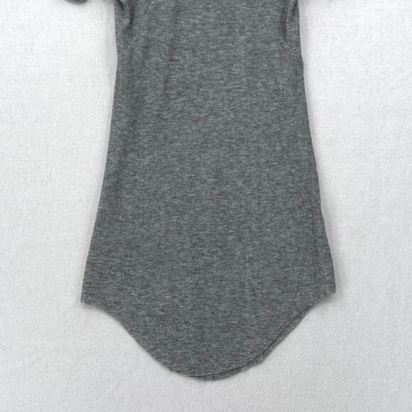 HELMUT LANG Ribbed T Shirt Womens Small Gray Wool Scoop Neck Tunic Shirttail Hem - Picture 6 of 13